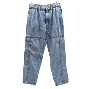 Vintage Lee Acid Wash Baggy Cargo Jeans Pleated Front